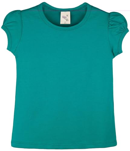 Image of Lilax Girls Short Puff Sleeve Cotton T-Shirt, Toddler & Little Girls Top | 95% Cotton Puff Sleeve Tee; Crewneck, Short Sleeve; Toddler & Girls Sizes 2T-12; for School, Play & Everyday; Machine Wash