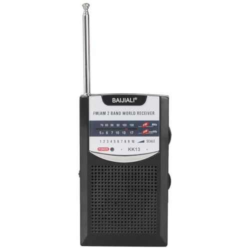 Fiorky Radio extérieure Radio stéréo Double Bande Haut-forleur intégré Mini Radio Portable Fonctionne avec Piles Récepteur Mondial rétro Antenne télescopique AM/FM pour Utilisation d'urgence