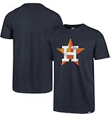 47 Brand MLB Men's Team Color Distressed Imprint Primary Logo Short Sleeve Baseball T-Shirt - Houston Astros - Navy - Medium