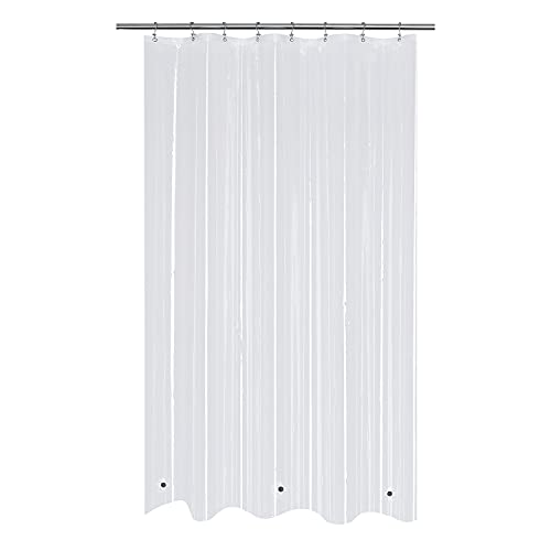 Image of Mrs Awesome Stall Shower Curtain Liner with 3 Magnets 47 x 64 inch, PEVA 8G Thick & Heavy Duty for Bathroom, Waterproof, 47x64, Clear