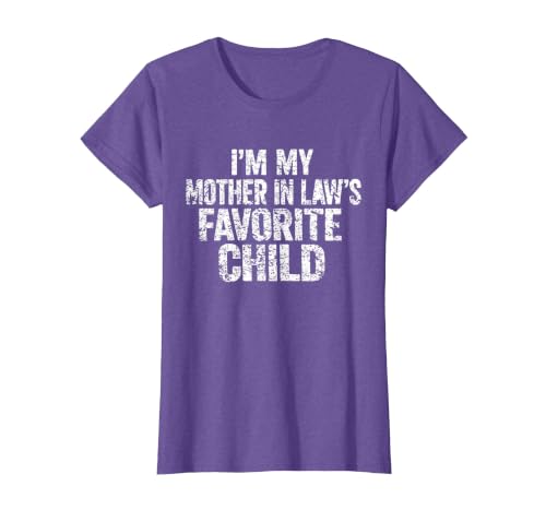 I'm My Mother in Law's Favorite Child Funny Parent Family T-Shirt, Women, Purple Heather, Small