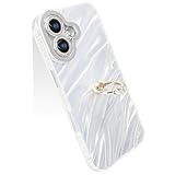 YUYIB iPhone 16 用 ケース リンク付き スタンド機能 かわいい キラキラ おしゃれ キャラクター PCパネル+TPUパンバー ハードかばー 衝撃吸収 軽量 薄型 女性人気 ブランド アイフォン16 携帯電話かばー (02, iPhone 16)