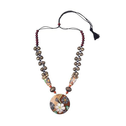 Image of AAKRITI ART CREATIONS Handcrafted Tribal & Brass Necklace Collection | Floral, Leaf & Elephant-Inspired Artisan Jewelry | Dhokra, Glass & Ethnic Statement Necklaces for Women