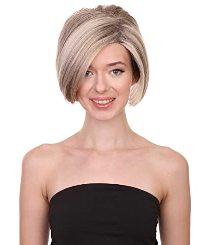 HPO Adult Womens Blonde Super Karen Minivan Mom Meme Pixie Wig Best for Halloween Flame-retardant Synthetic Fiber