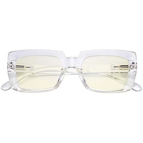 CessBlu Ladies Oversized Blue Light Filter Glasses Blocking UV Rays Computer Readers for Women Reading Oprah Style (Transparent) +1.5 Cover