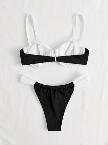 Bikini Sets Swimsuts For Women, Womens Swim Chicsea Colorblock Underwire Thongs Bikini Swimsuit 2 Piece Set2