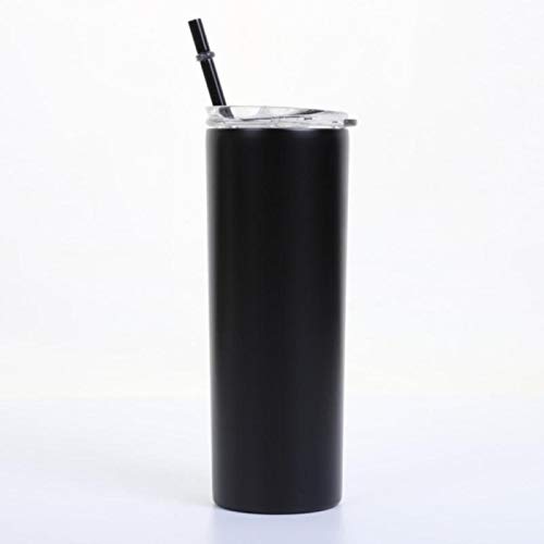Ovis Bebida Caliente Thin o macetas en frío con Tapas y pajas Doble Aislamiento al vacío de Acero Inoxidable Copa Tumbler irrompible,Negro,600ml