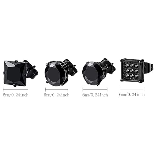 NEWITIN 12 Pairs Stainless Steel Stud Earrings for Men Hypoallergenic Earring Unisex Studs Inlaid Cubic Zirconia Men Earrings Hoop CZ Stud Earring Set for Women2