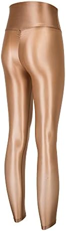 LEOHEX シアー ハイウエスト シャイニー タイツ ルーシュ ヒップアップ ストレッチ レギンス 詳細画像2