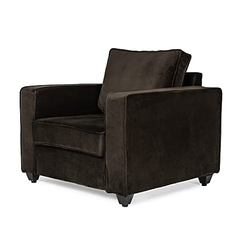 Image of Wakefit Sofa Set | 3 Year Warranty | Sofa 1 Seater, 1 Seater Sofa for Living Room, Wooden Sofa Set, Sofa Set Single Seater - Napper(Fabric-Velvet : Stone)