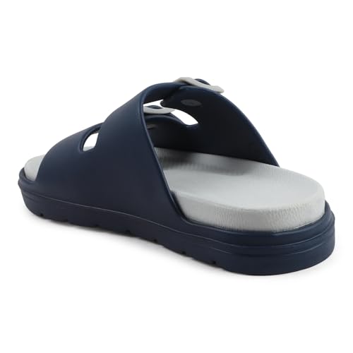 Image of Men's Double Strap EVA Slippers | Lightweight Adjustable Buckle Slides | Anti-Skid Comfortable Casual Sandals for Indoor Outdoor