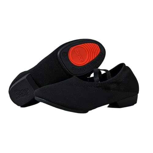 Zapatillas De Deporte Jazz Sin Cordones For Mujer, Zapatos Baile Red For Hombres, Adultos, Niños Y Niñas, Botas Deportivas Negras(1,36)