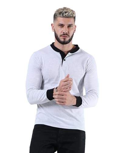 Image of fanideaz Mens Premium High Neck Henley T Shirts for Men Branded Full Sleeve Shirt for Men in Pure Cotton Casual & Formal Wear