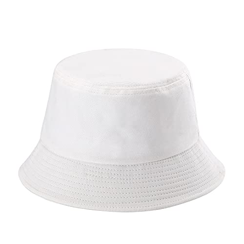 Bucket Hat, Summer Travel Beach Sun Hat, Bucket Hat for Women Men Cotton Unisex Packable Fisherman hat Outdoor Cap, White Bucket Hat