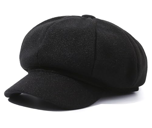 NLAND Bonnet Béret Femme Français Casquette Béret Classic Homme Chapeau Newsboy Vintage Gatsby Rétro Baker Boy Hat(Noir)