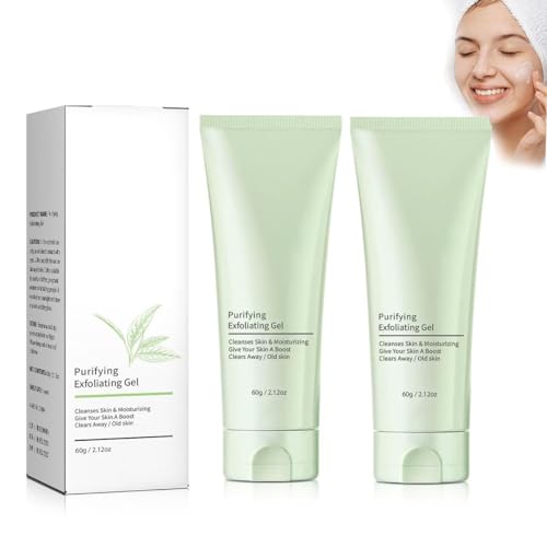 Gel exfoliante purificante de 2 piezas, exfoliante de 60 ml, gel exfoliante purificante, limpiador hidratante for la piel, gel exfoliante de limpieza profunda for el cuerpo y la cara, for hombres y mu