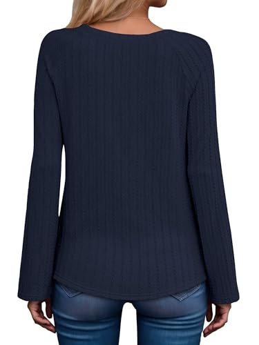 ONLYSHE Womens Shirts Long Sleeve Crewneck Tunic Tops Casual Lightweight Knit Solid Color Sweatshirts Trendy Blouse Basic Tee
