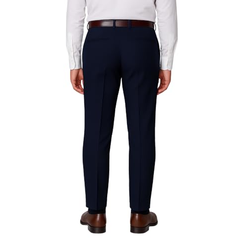 Image of Men's Stretchable Formal Trousers | Regular Fit Mid Rise Office Wear Pants | Elasticated Waistband 2 Inch Stretch | 4 Pocket Pant