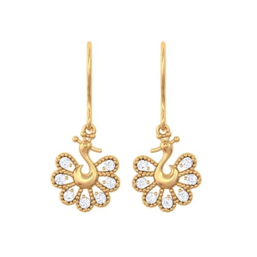 Unniyarcha 925 Sterling Silver Gold Plated Peacock Drop Earrings ...