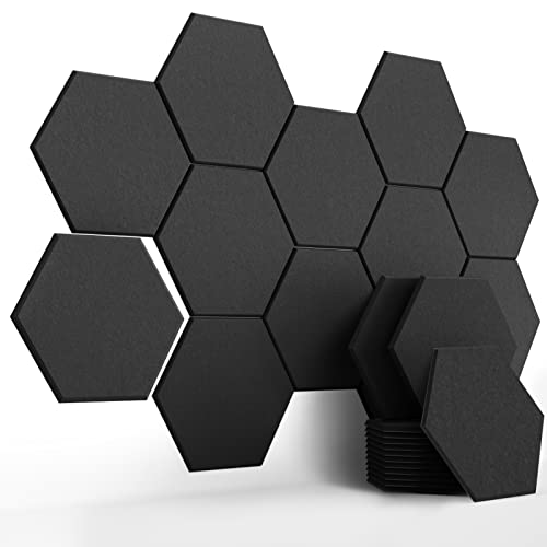 BUBOS 12 Pack Hexagon Acoustic Panels Soundproof Wall Panels,14 X 13 X 0.4Inches Sound Absorbing