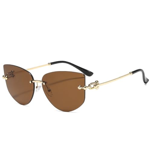Lunettes de soleil œil de chat sans monture et polygonales pour femme avec verres UV400