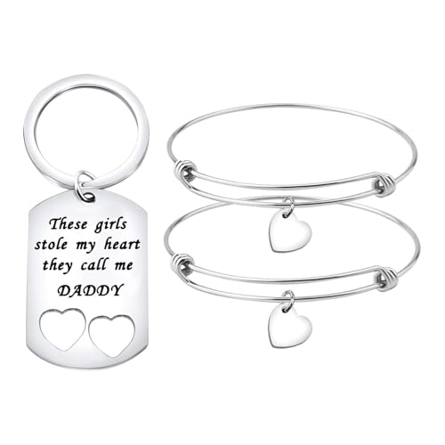 ENSIANTH Father Gift These Stole My Heart They Call Me Daddy Keychain Set Heart Cut out Gift
