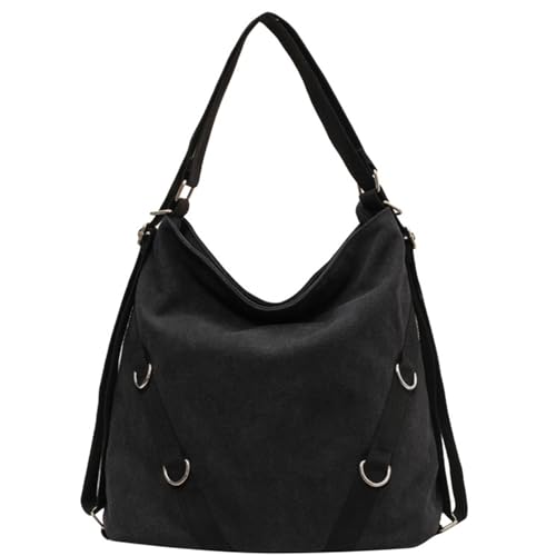 Image of Tote Bag for Women,Canvas Tote Bag with Zipper, Retro Large Capacity Casual Shoulder Handbags with Inner Pockets