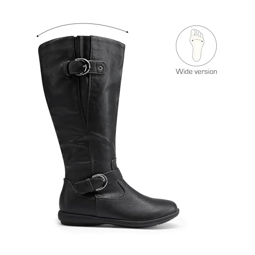 DREAM PAIRS Women's Wide Calf Knee High Boots, Fashion Faux Fur-Lined Winter Boots4