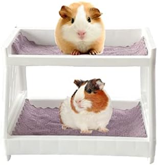 Guinea Pig Bunk Bed with 2 Mats Small Animal Bedding Toy Hamster Hideout Corner Cage Accessories for Guinea Pig Chinchilla Rat Hedgehog Sugar Glider Hamster
