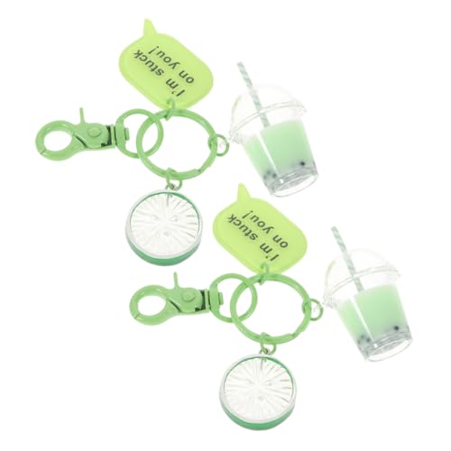 Holibanna Porte-clés Bubble Tea Fantaisie Liquide Flottant Vert Clair 2 Pièces Breloques Mignonnes Pour Paquet à Main Et Clés Accessoires Décoratifs Pour Femmes Et Filles