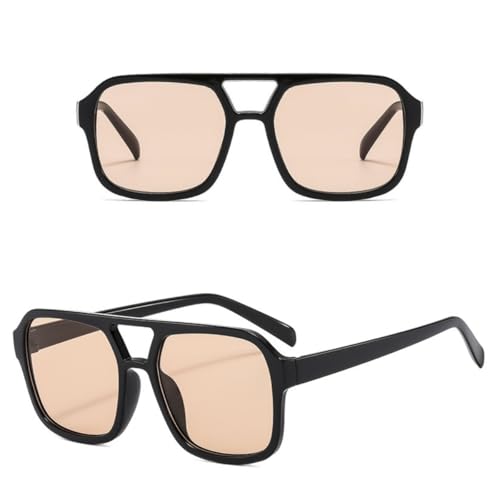 Image of Retro 70s Square Aviator Sunglasses Women Men Vintage Rectangle Sunglasses Flat Frame Trendy Shades