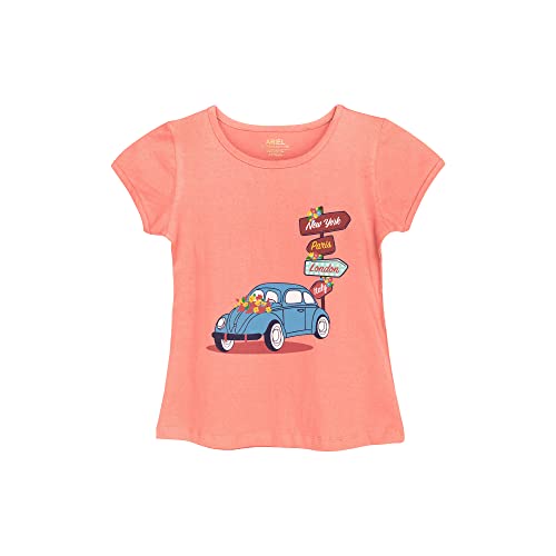 Image of Real Basics Cotton Regular Fit Half Sleeve Cotton T-Shirts for Girls - Round Neck Tops for Girl, Multicolor - Pack of 3