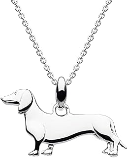Dew Sterling Silver Sausage Dog Necklace of Length 45.7cm