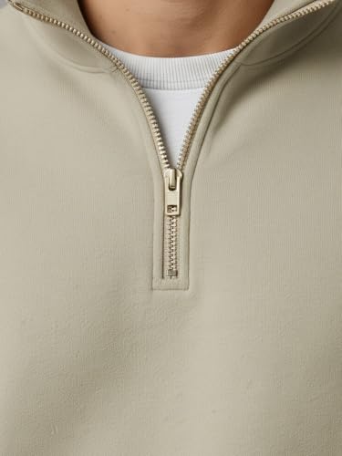 Maniac Mens Plain High Neck Full Sleeve Biscuit Cotton Fleece Sweatshirt - Image 3