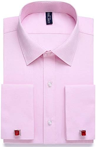 siliteelon Mens Double Cuff Long Sleeve Dress Shirts Cufflinks Included
