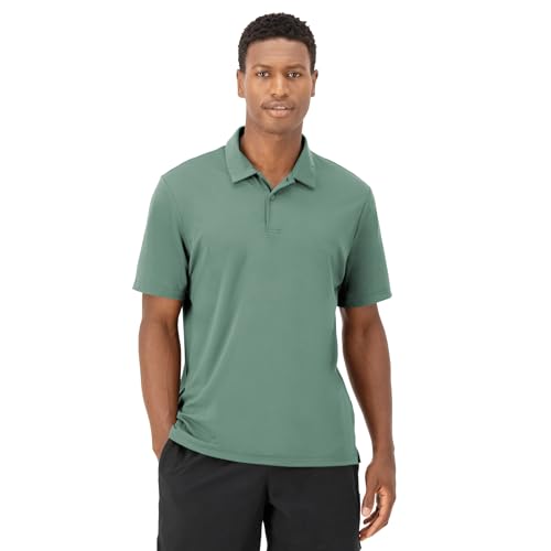 Hanes Moves Performance, Short Sleeve Polo Shirt for Men, Moisture-Wicking, Herbal Olive Green, 2X Large