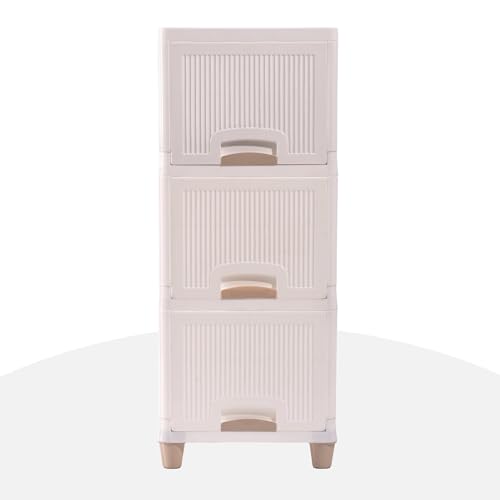 Image of YASONIC π― π§πΆπ²πΏ Foldable Plastic Rack for Storage /Kitchen Cupboard /Versatile and Sturdy Wardrobe for Clothes /Multipurpose Storage Organizer /Closet for Bedroom /Living Room /Laundry Room (Off White)