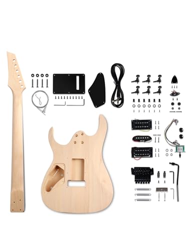Fistrock DIY SJS 100 Electric Guitar Kit Beginner Kit 6 String Right Handed With Basswood Body Hard Maple Neck Poplar Laminated Fingerboard Chrome Hardware Build Your Own Guitar Js Series. thumb #1