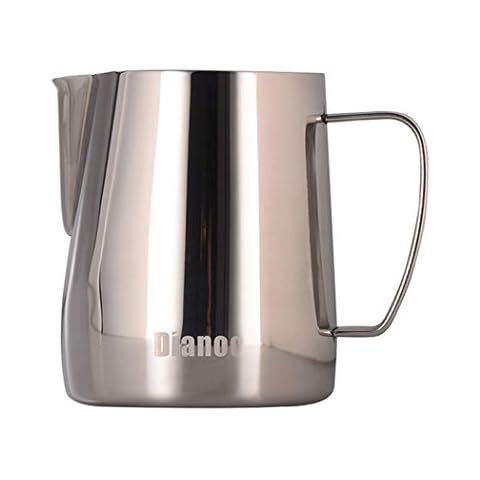 Dianoo Stainless Steel Milk Frothing Pitcher Creamer Frothing Pitcher Latte Art Cup for Espresso Cappuccino Coffee 350 ML Cover