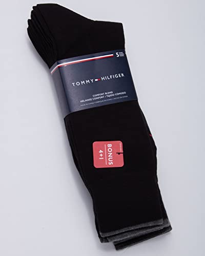 Tommy-Hilfiger-Mens-Socks--Lightweight-Comfort-Crew-Dress-Sock-5-pack-Size-Shoe-Size-6-125-Black