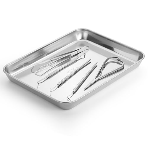 Image of JMU Medical Surgical Stainless Steel 50 Pcs, 10.24 inch x 7.87 inch x 1.18 inch Dental Lab Instrument Trays, Flat Tray