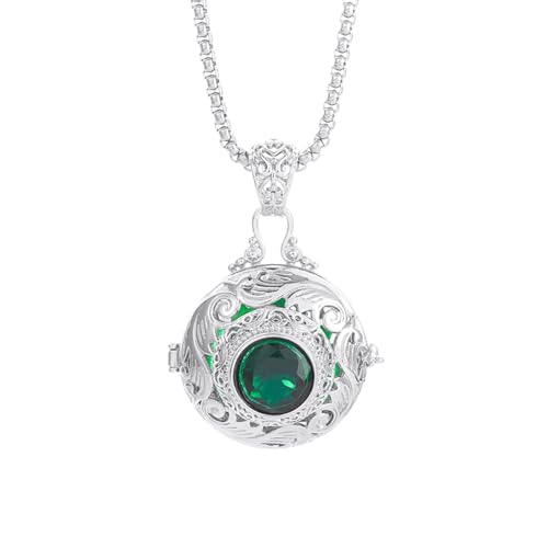 Cristal vert et rotin sculpté : collier pendentif boîte de Gawu chic