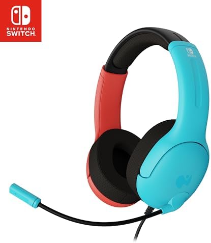 PDP Gaming LVL40 Stereo Headset with Mic for Nintendo Switch - PC, iPad, Mac, Laptop Compatible - Noise Cancelling Microphone, Lightweight, Soft Comfort On Ear Headphones - BLUE&RED