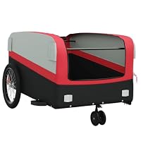 Homgoday Fahrradanhänger Lastenanhänger Anhänger Transportanhänger Transportwagen Anhänger für Fahrrad Schwarz und Rot 45 kg Eisen 126 x 63 x 51 cm – Ansicht 5
