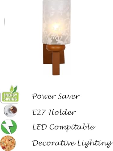 Image of Somil Brown Dandi Style Wall Lamp with Hand- Decorated Glass Shade, Ideal for Indoor Lighting Decoration, Pack of 2, 16 X 25 X 28.5 CM