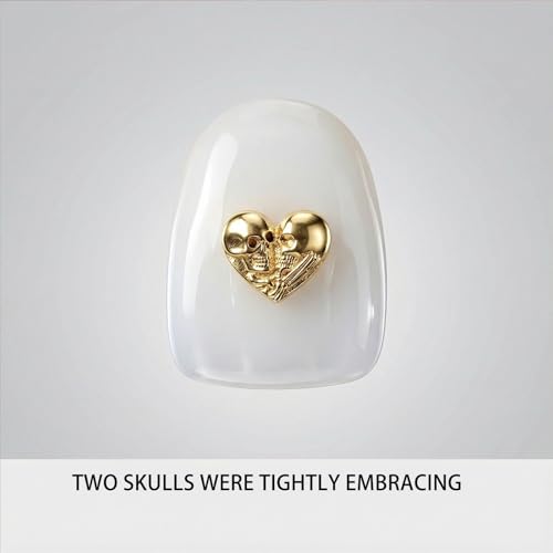 Image of Chamon 8K Gold Tooth Gems Skull Love Cosplay Party Salon Decorations | 8K Gold, Lead-free, Curvature conforms to tooth surface