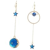 BESPORTBLE Pendientes para Mujer Largos Asimétricos con Diseño Geométrico de y Luna Colgantes Joyería de Moda para Diario y Elegante
