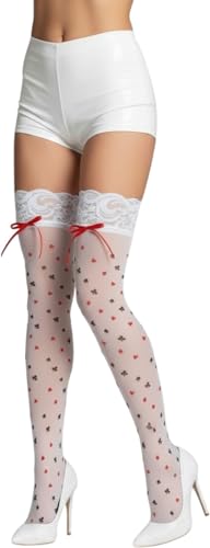 Image of ToBeInStyle Women's Harlequin Jester Thigh High Stockings Playing Card Checkered Opaque Halloween Costume Hosiery