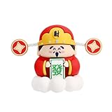 AMAMIA CAI Shen Statue,Chinese God of Wealth for Attract Wealth,Cute Chinese Style Ornament for Home Decor,Car Swinging Ornament,Chinese New Year, for Dad.