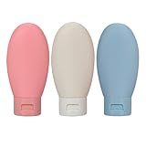 OSALADI Frascos de Silicona Rellenable 60 Ml 3 Piezas para Cosméticos Champú y Gel de Ducha Botellas Portátiles para Viaje sin Fugas Envases de Viaje para Artículos de Aseo Personal